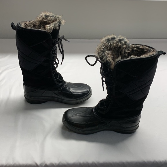 Clarks Faux Fur Thinsulate Lined Lace Up Winter Mukluk Boots Size 7.5 Black - Picture 5 of 11